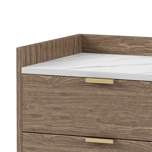 Designer × Homemade Wooden Nightstand with 2 Drawers and Marbling Worktop, Morde Size US L / EU 52-54 / 3 - 4 Thumbnail