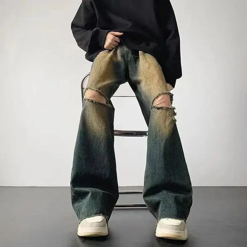 Japanese Brand Ripped jeans men loose hip-hop gangster handsome Size US 32 / EU 48 - 4 Thumbnail