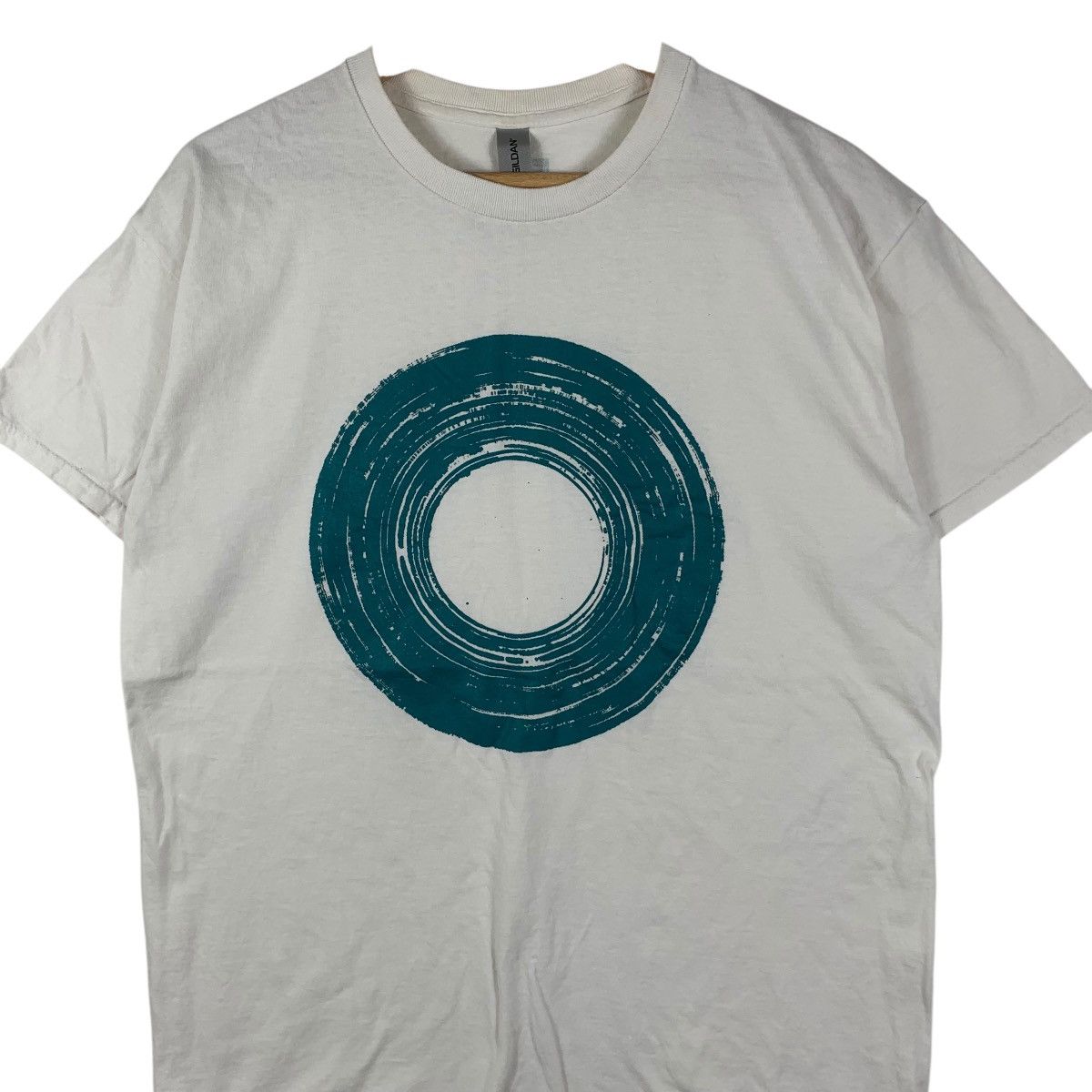 Vintage Vinyl Record Circle Print En Band Tour Tee Shirt Top Size US L / EU 52-54 / 3 - 5 Thumbnail