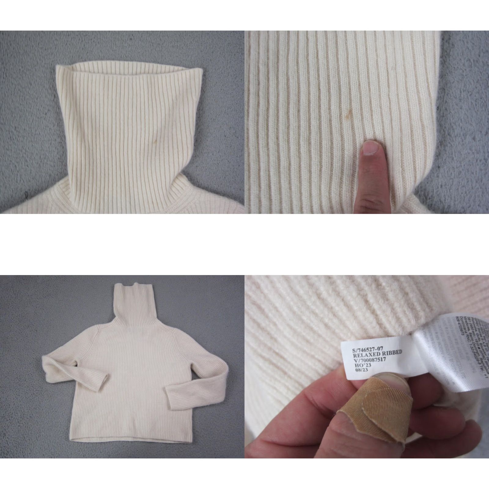 Banana Republic Banana Republic Sweater Womens Small Creme 100% Cashmere Turtleneck Ribbed Size S / US 4 / IT 40 - 8 Thumbnail