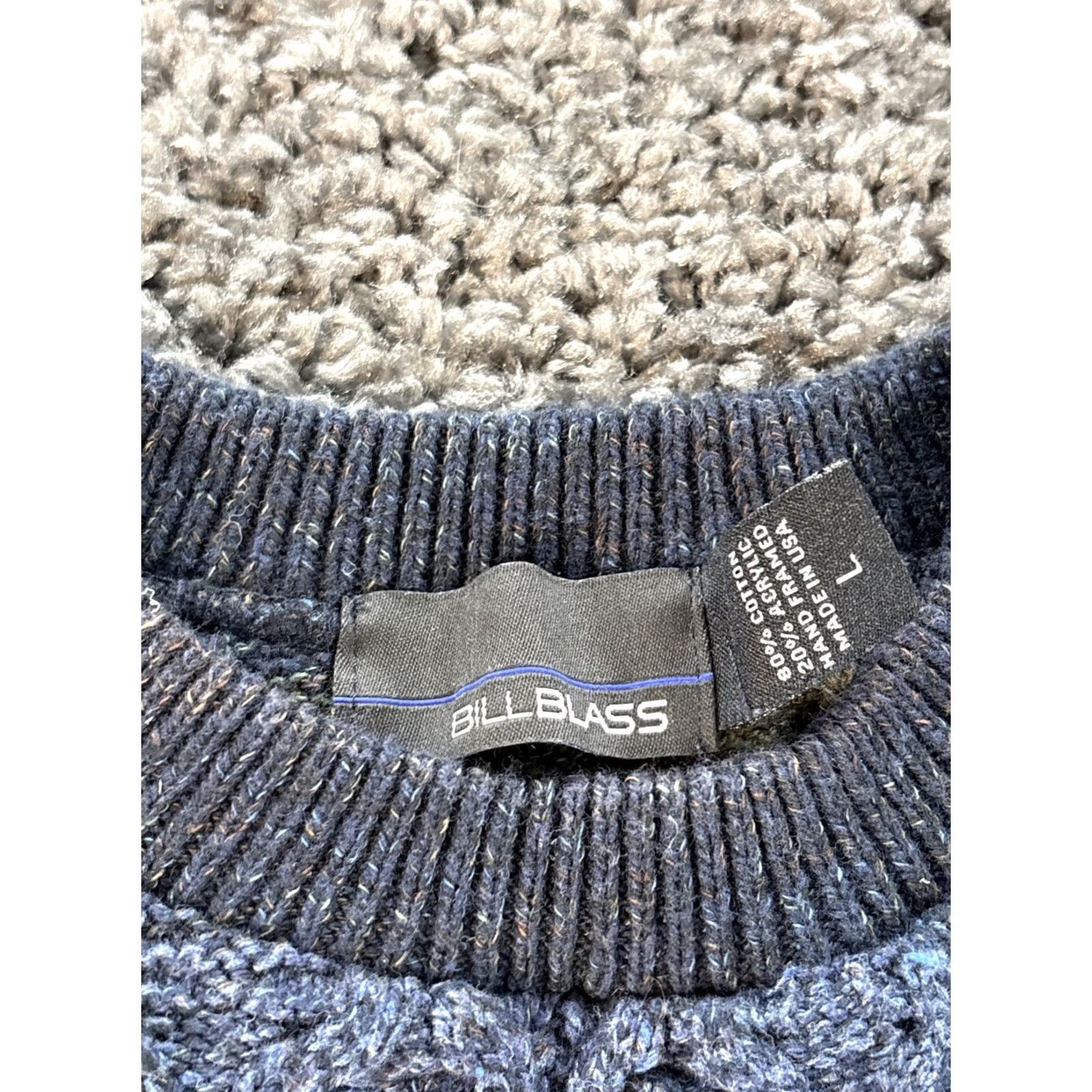 Bill Blass VINTAGE Bill Blass Sweater Mens Large Crew Neck Cotton Knit Striped Fisherman 90s Blue Size US L / EU 52-54 / 3 - 4 Thumbnail