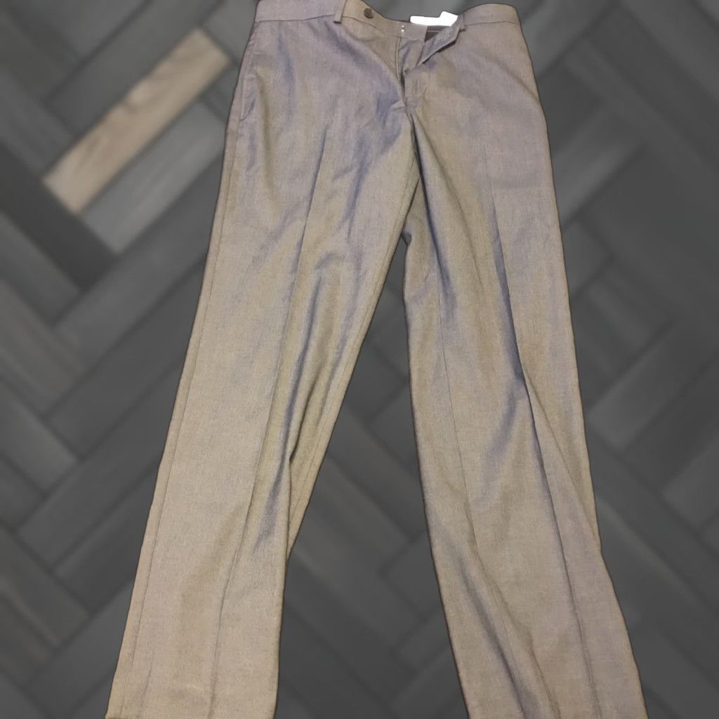 Calvin Klein Calvin Klein Men's Slim Fit Gray Flat Front Suit Trousers Dress Pants 34w 30l Size 34R - 1 Thumbnail