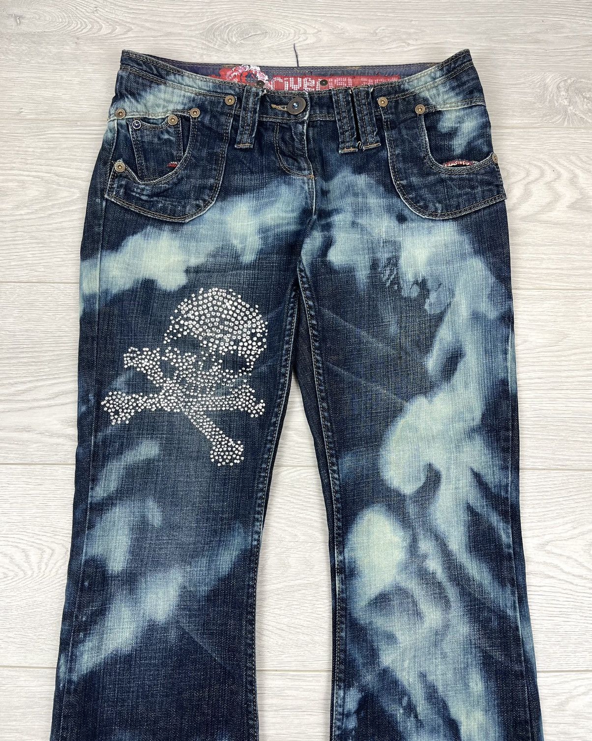 Japanese Brand Y2K Japanese Skull Vintage Flare Low Denim Pants Size 32" / US 10 / IT 46 - 2 Thumbnail