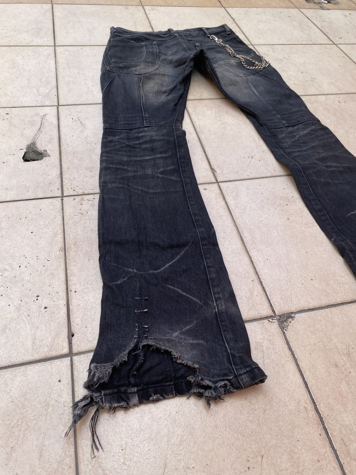 JACKROSE Jackrose Rare Design Distressed Pinned Flare Denim Size US 30 / EU 46 - 6 Thumbnail
