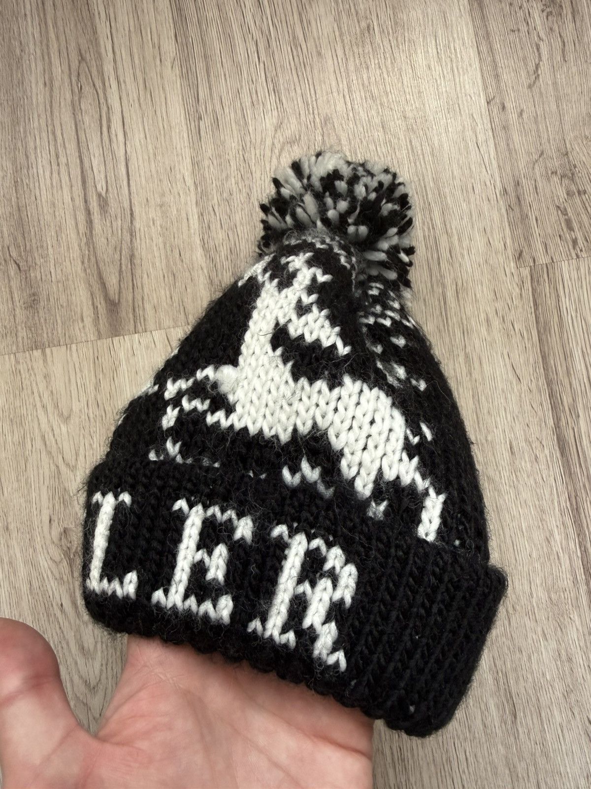 Moncler Moncler Logo Jacquard Pom Pom Hat Black White Wool Blend Size ONE SIZE - 8 Thumbnail
