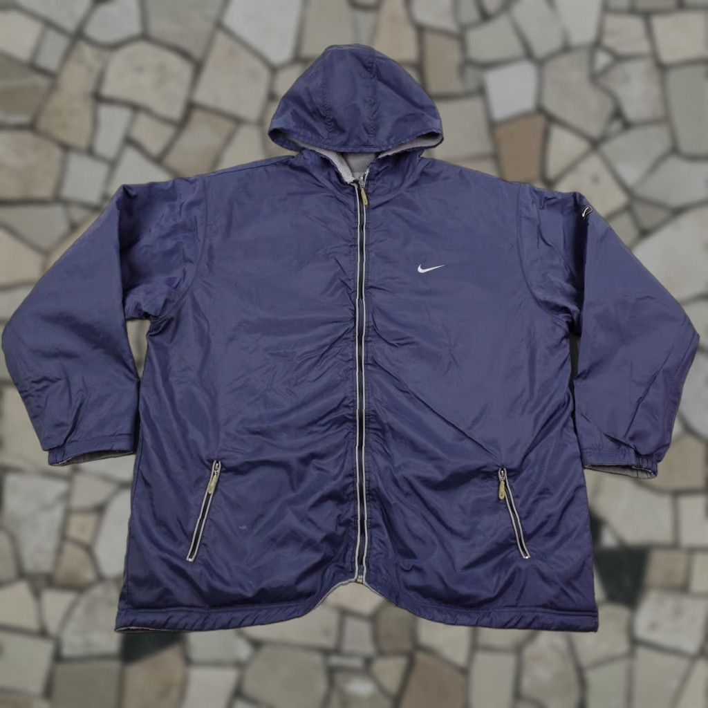Nike VINTAGE Nike Jacket Mens 2XL Blue Gray Reversible Windbreaker Fleece Coat Y2K Size US XXL / EU 58 / 5 - 1 Thumbnail