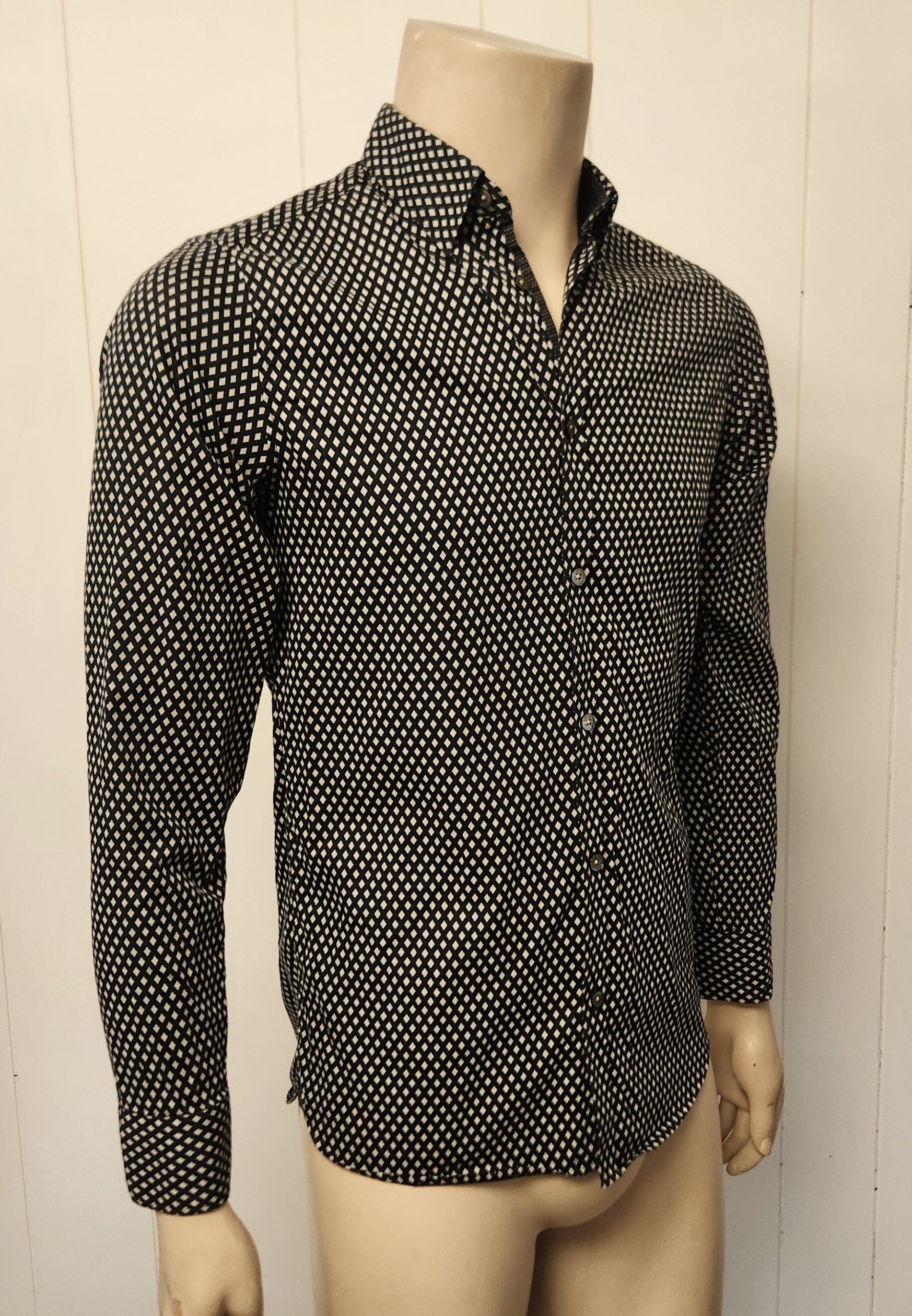 Ted Baker Ted Baker shirt S men's cotton black white geometric Size US S / EU 44-46 / 1 - 3 Thumbnail
