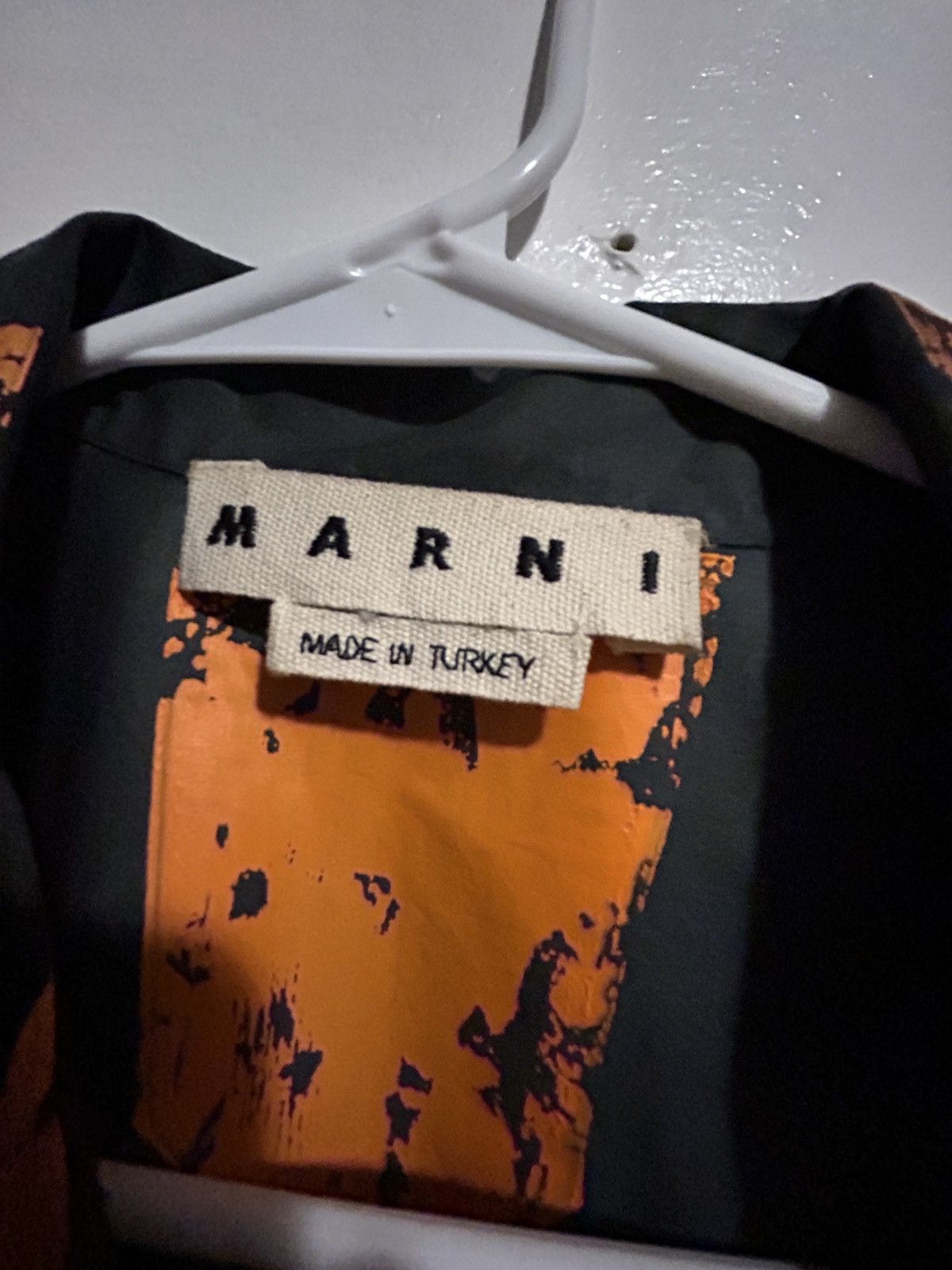 Marni Green Marni short sleeve shirt with orange paint stripe Size US L / EU 52-54 / 3 - 2 Thumbnail