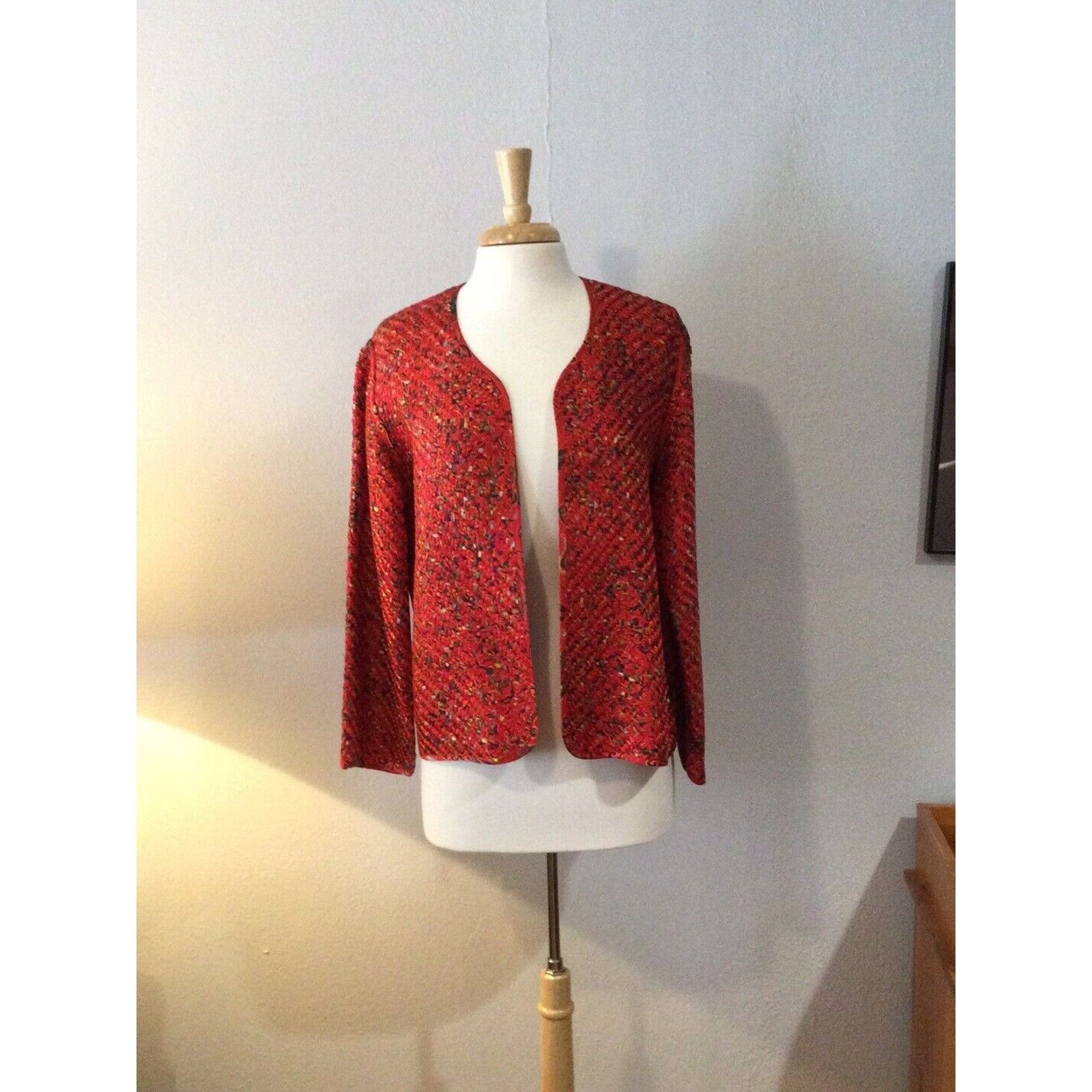 Chicos Chico's Design 100% Silk Jacket/Blazer/Cardigan Size 1/M/8 Size M / US 6-8 / IT 42-44 - 3 Thumbnail