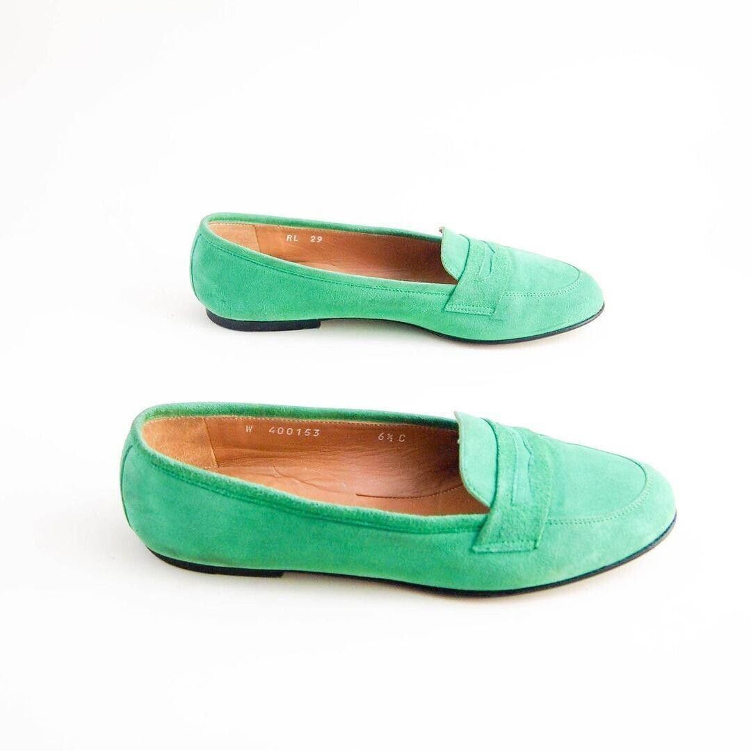 Polo Ralph Lauren Ralph Lauren Penny Loafers Green Suede Womens EU 37 US 6.5 C Size US 7 / IT 37 - 5 Thumbnail