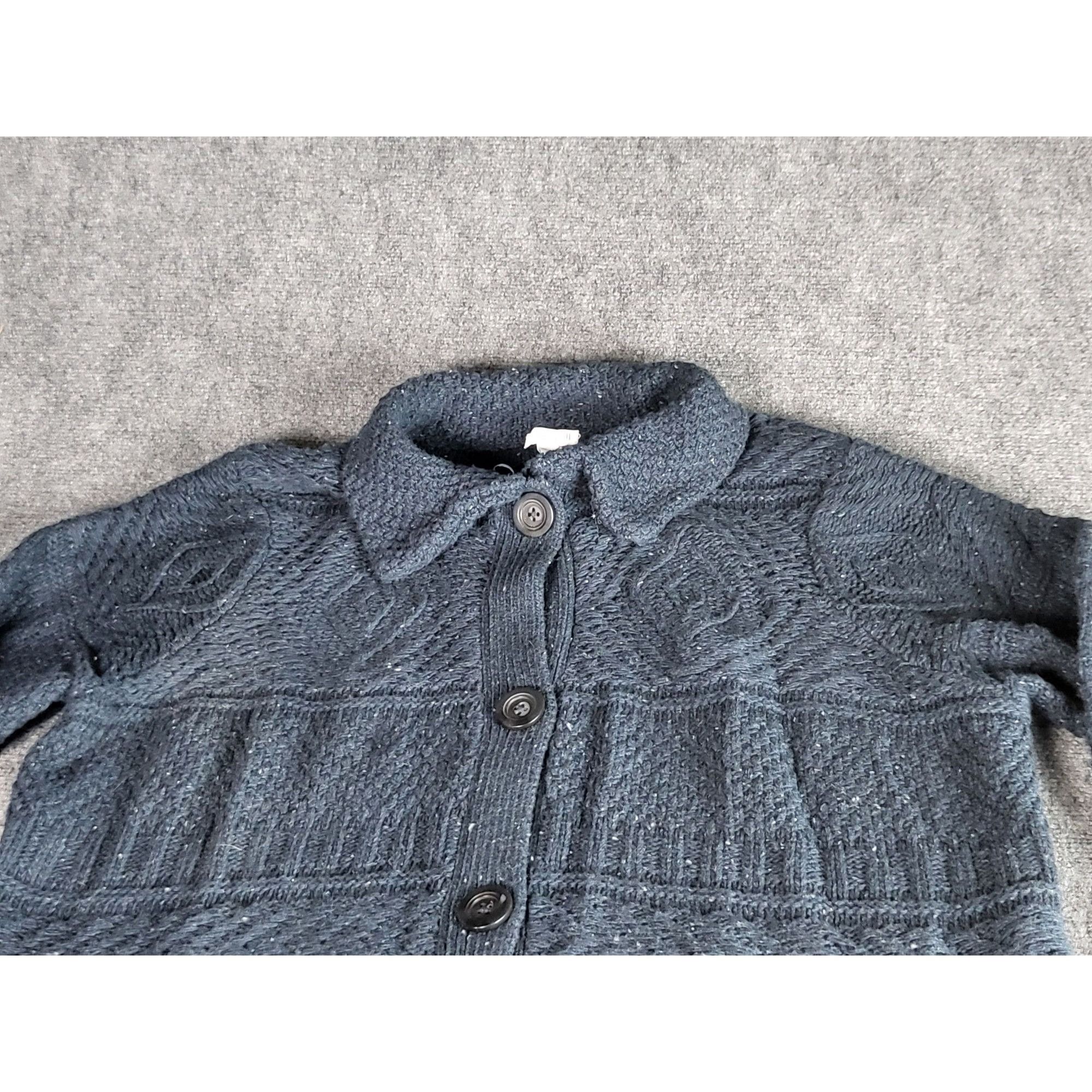 J. Jill J Jill Button Up Chunky Knit Cardigan Women XL Tall Blue Woo Size XL / US 12-14 / IT 48-50 - 6 Thumbnail