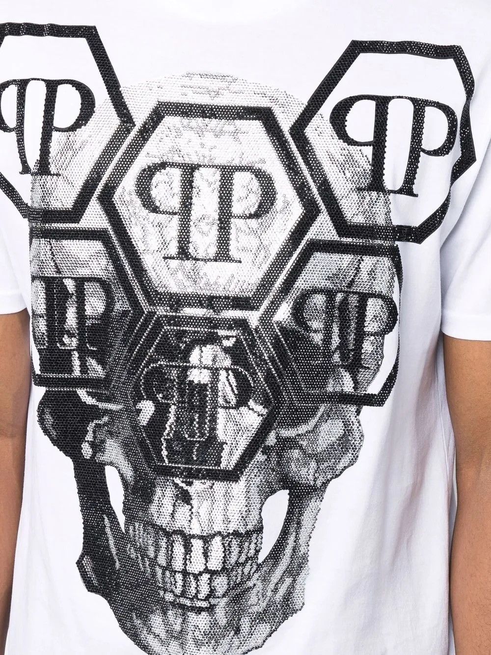 Philipp Plein Philipp Plein Rhinestone Skull Hex Logo T-Shirt – Size XL Size US XL / EU 56 / 4 - 5 Thumbnail