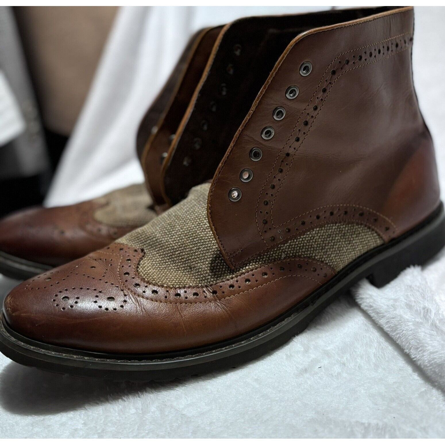 Chelsea Soccer Chelsea Boots Paolo Vandini Londn Brown Leather/Canvas Lace Size US 13 / EU 46 - 4 Thumbnail