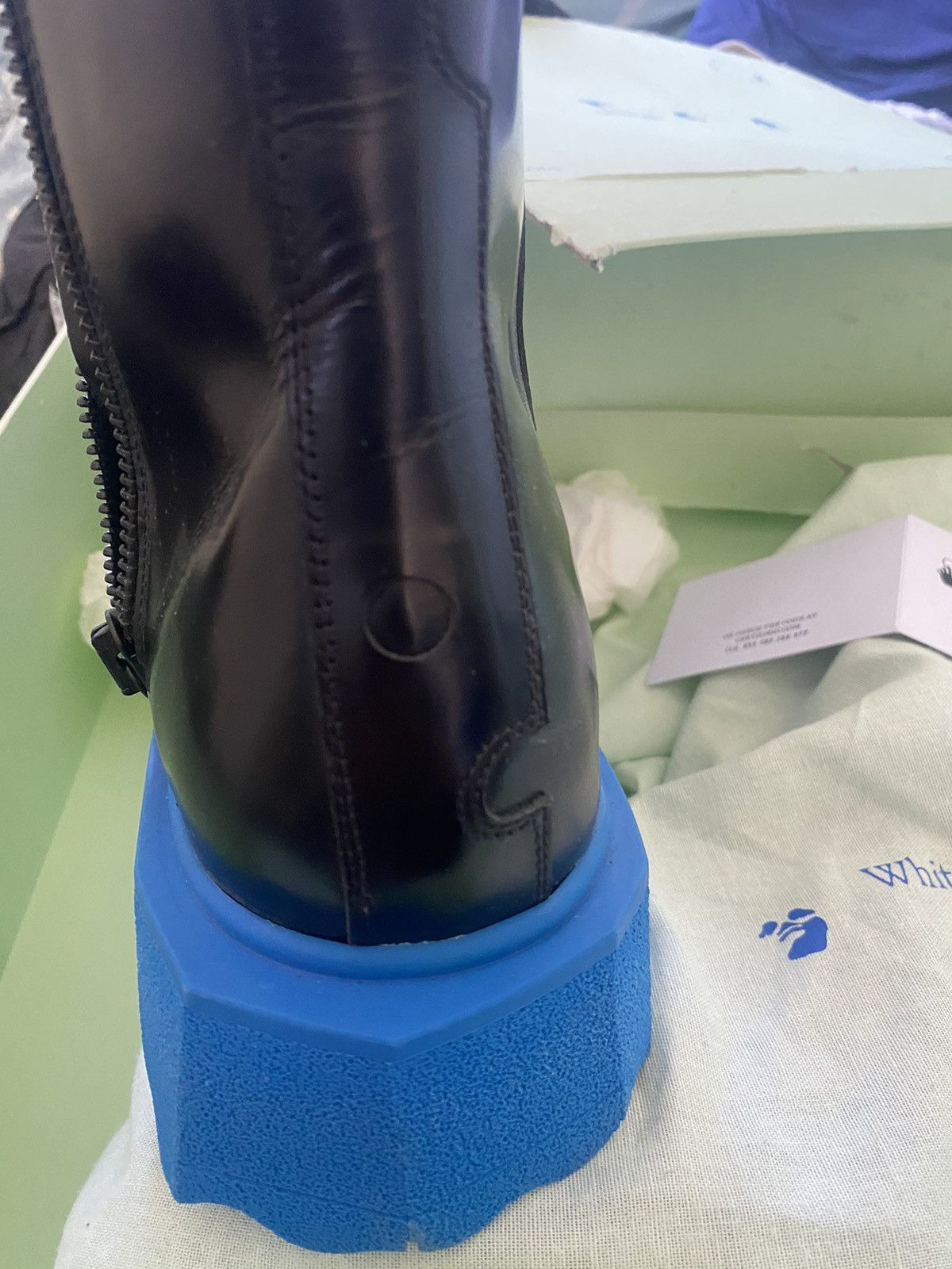 Off-White Off-White Leather Ankle rubber sole (blue) boots Size US 8 / EU 41 - 16 Thumbnail
