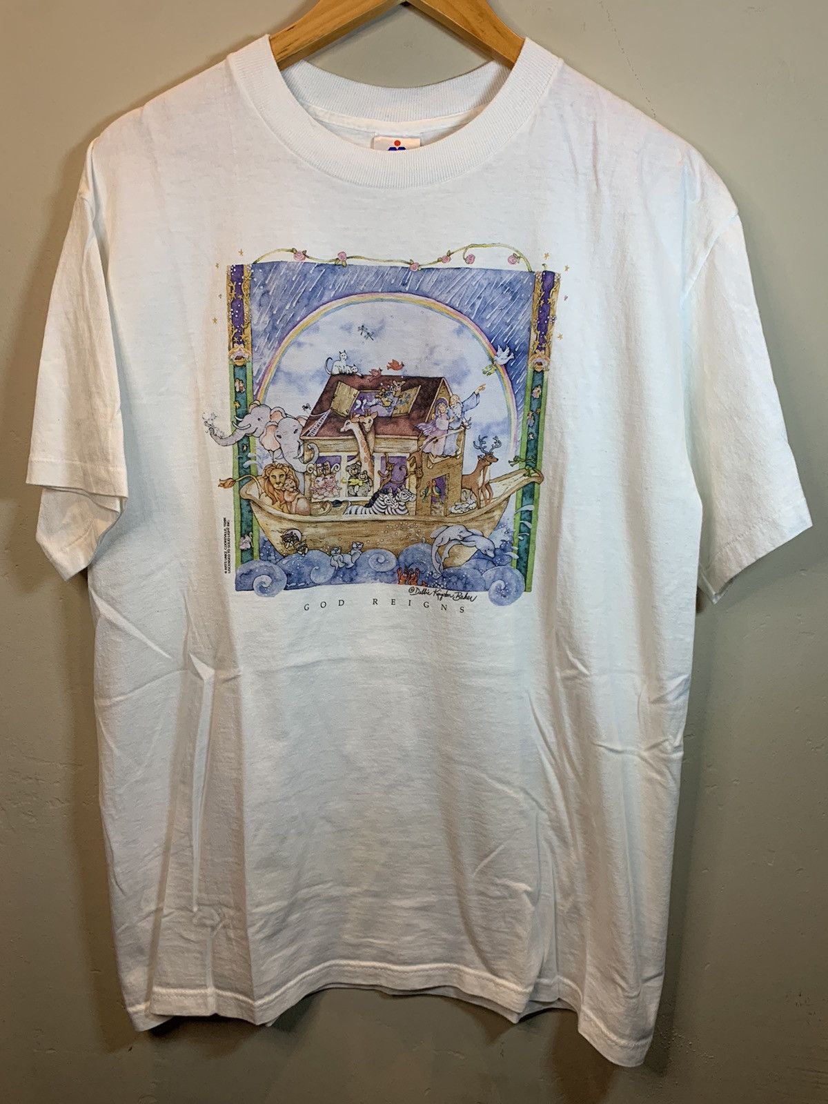 Vintage RARE* Vintage Noah’s Ark Jesus Christian Single Stitch Shirt Size US L / EU 52-54 / 3 - 1 Thumbnail