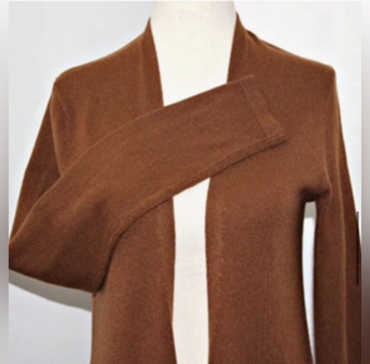 Theory THEORY Cashmere Long Open Fronted Brown Cardigan Sweater Size XS / US 0-2 / IT 36-38 - 6 Thumbnail