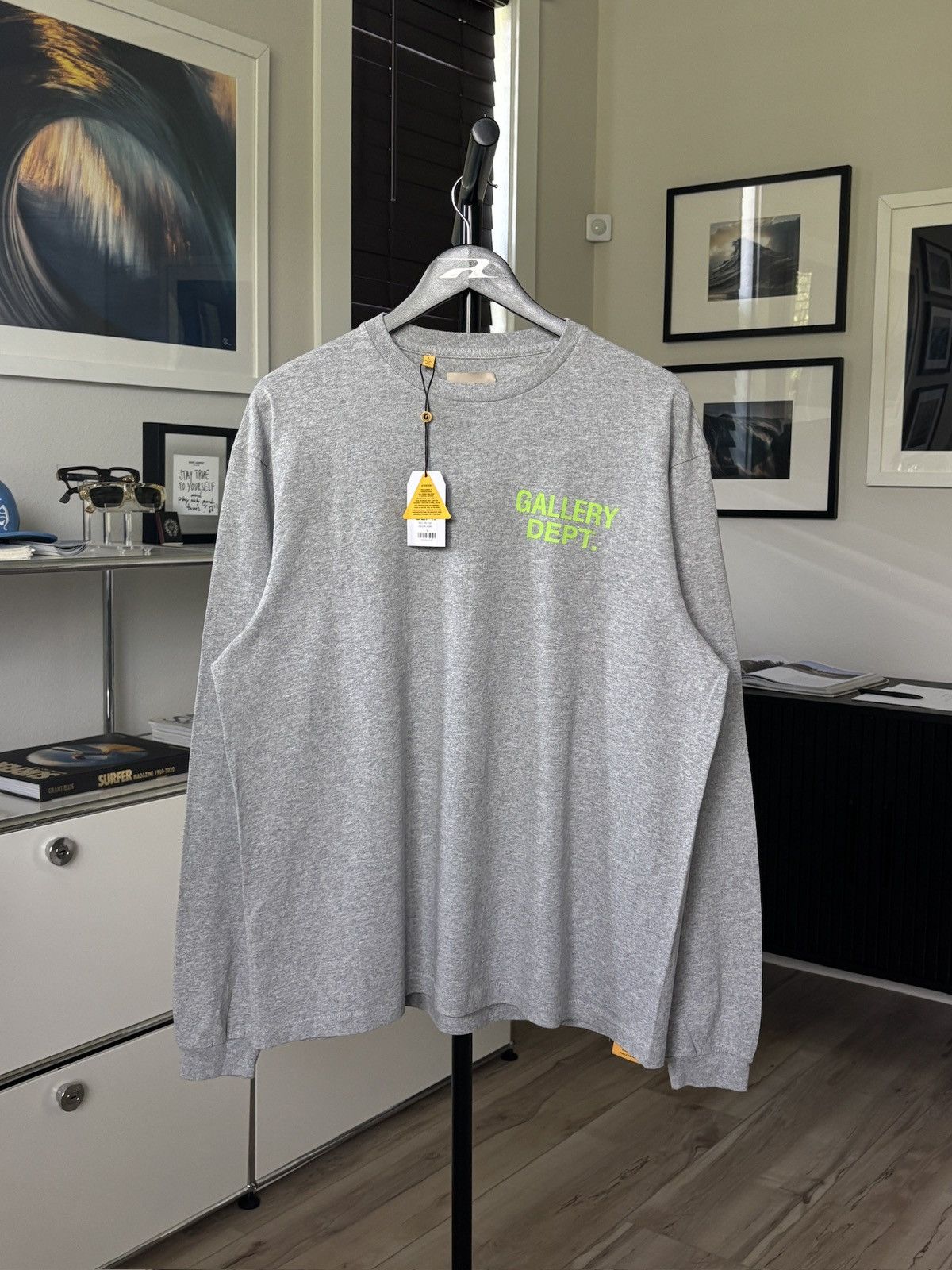 Gallery Dept. GALLERY DEPT LONG SLEEVE NEON GREEN LOGO TEE Size US L / EU 52-54 / 3 - 5 Thumbnail