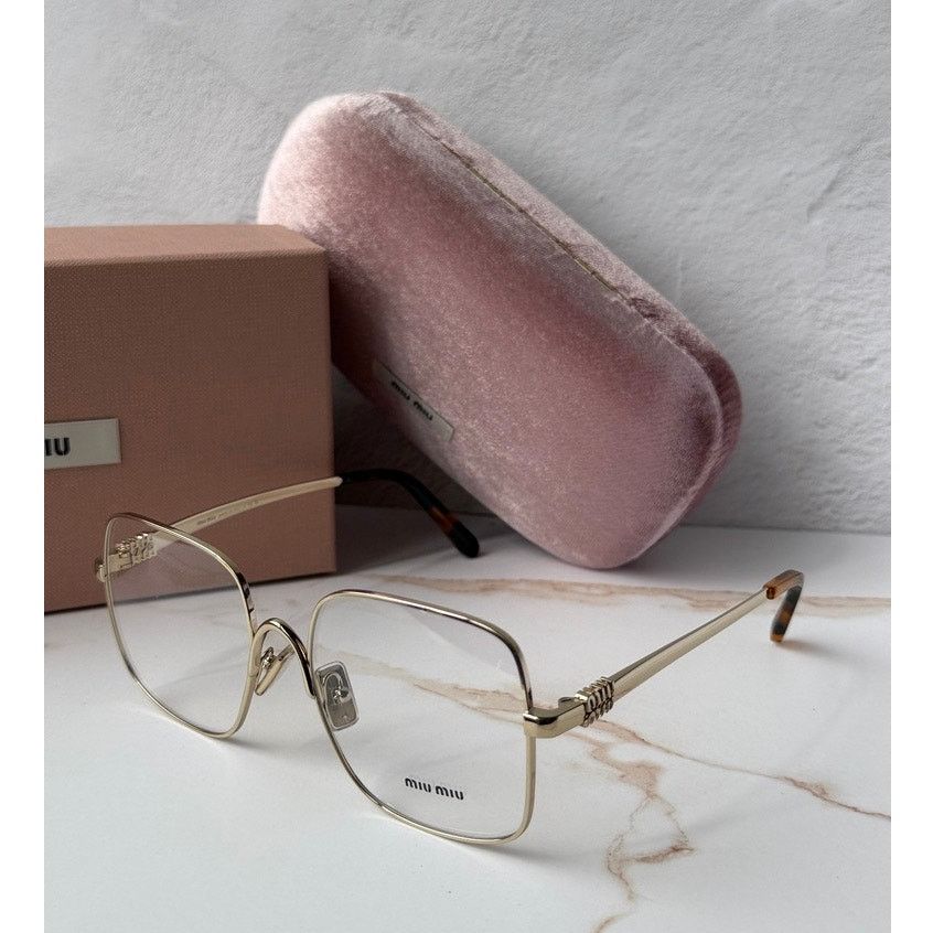 Miu Miu NEW Miu Miu MU51YV Pale Gold Square Eyeglasses Frames Size ONE SIZE - 3 Thumbnail