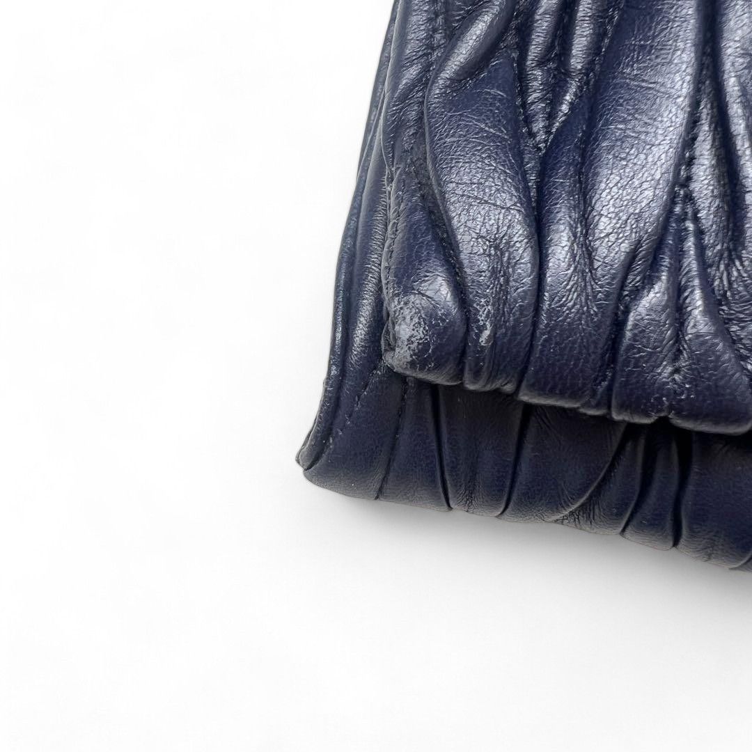 Miu Miu Miu Miu - Matelasse Shoulder Bag Navy Leather Size ONE SIZE - 3 Thumbnail