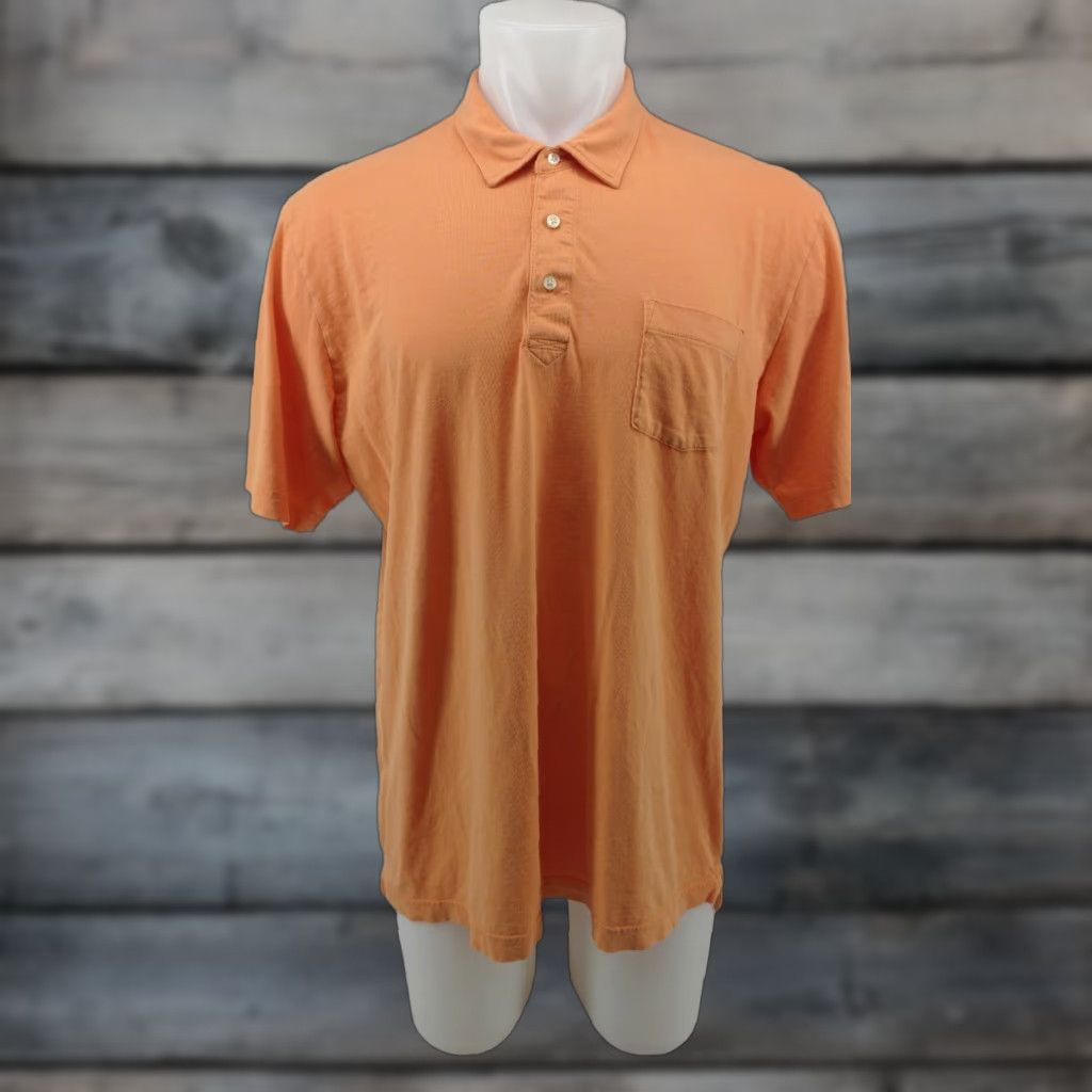 Peter Millar Peter Millar Men's Shirt XL Orange Pocket Polo Rugby Button-Up Short Sleeve Cad Casual Regular Fit Shirt Mens Orange Pocket Size US XL / EU 56 / 4 - 1 Thumbnail