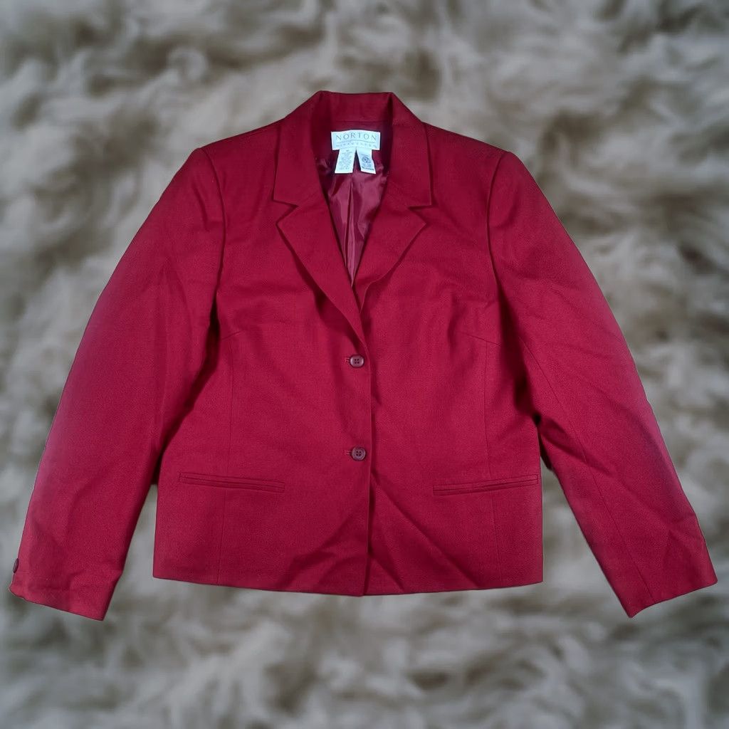 Vintage Norton McNaughton 100% Wool 2 Button Coat Blazer Jacket Womens Size 10 Red Size L / US 10 / IT 46 - 1 Thumbnail
