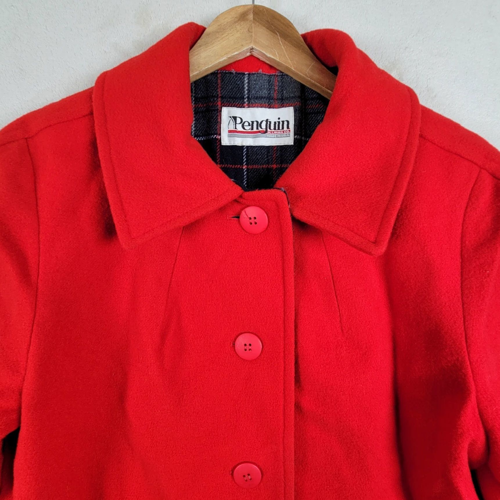 Vintage VINTAGE Penguin Coat Wool Plaid Lining Size 16 Men Overcoat Red Winter USA Mens Size US XL / EU 56 / 4 - 2 Thumbnail