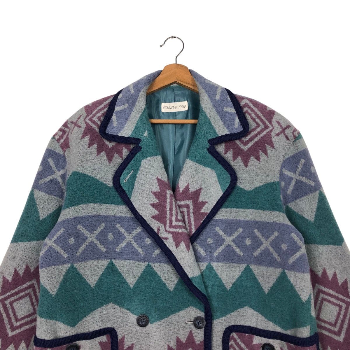Japanese Brand × Vintage 📌Vintage Wool Button Jacket Navajo Design Command Cynsia Size US M / EU 48-50 / 2 - 4 Thumbnail