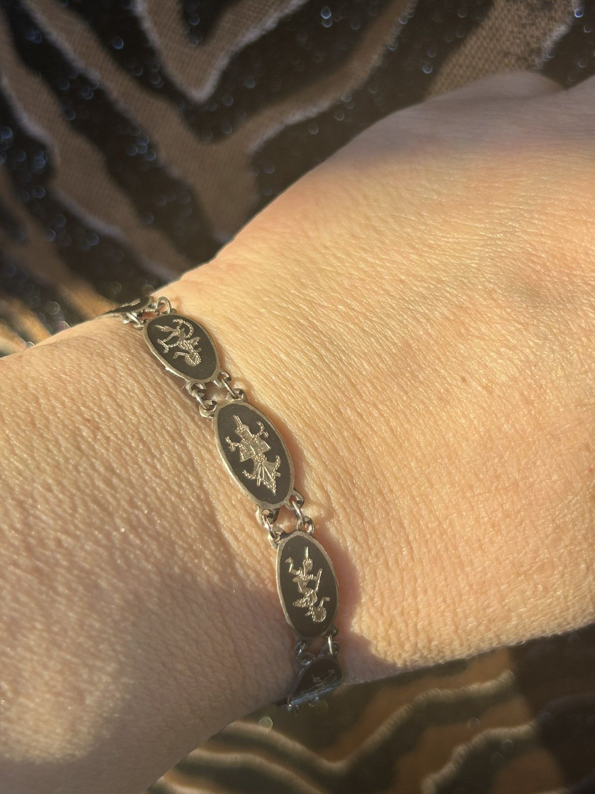 Vintage Antique Siam sterling silver nielloware panel bracelet Size ONE SIZE - 10 Thumbnail