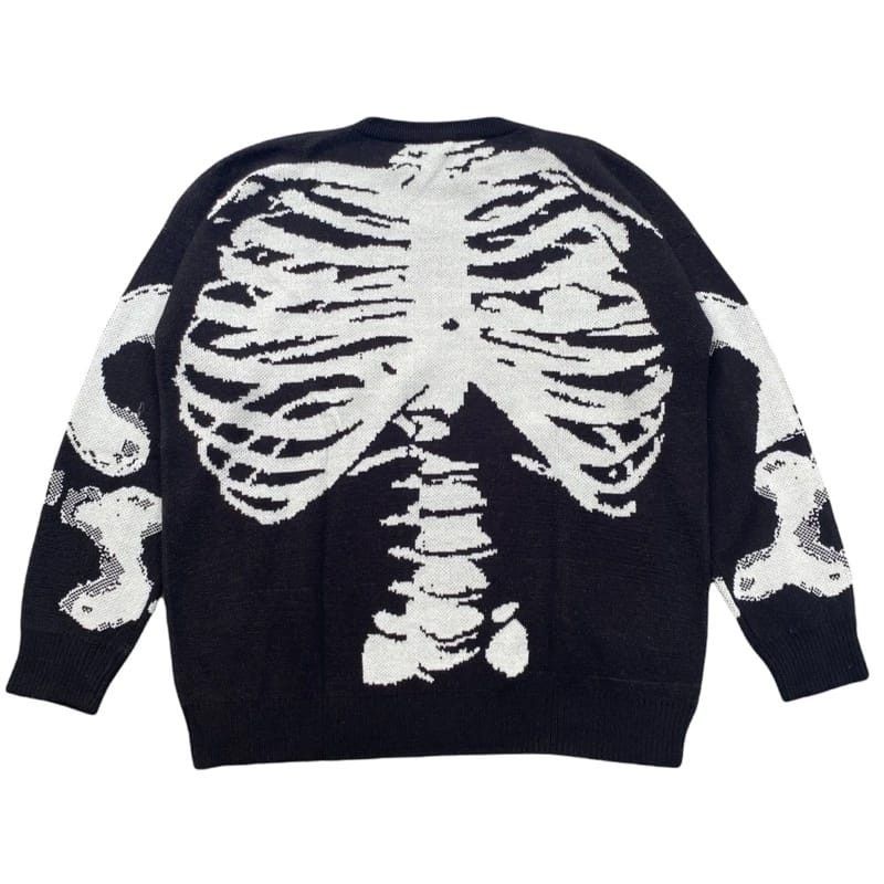 Skulls Skeleton Black Knitwear Cardigan Oversize | Grailed