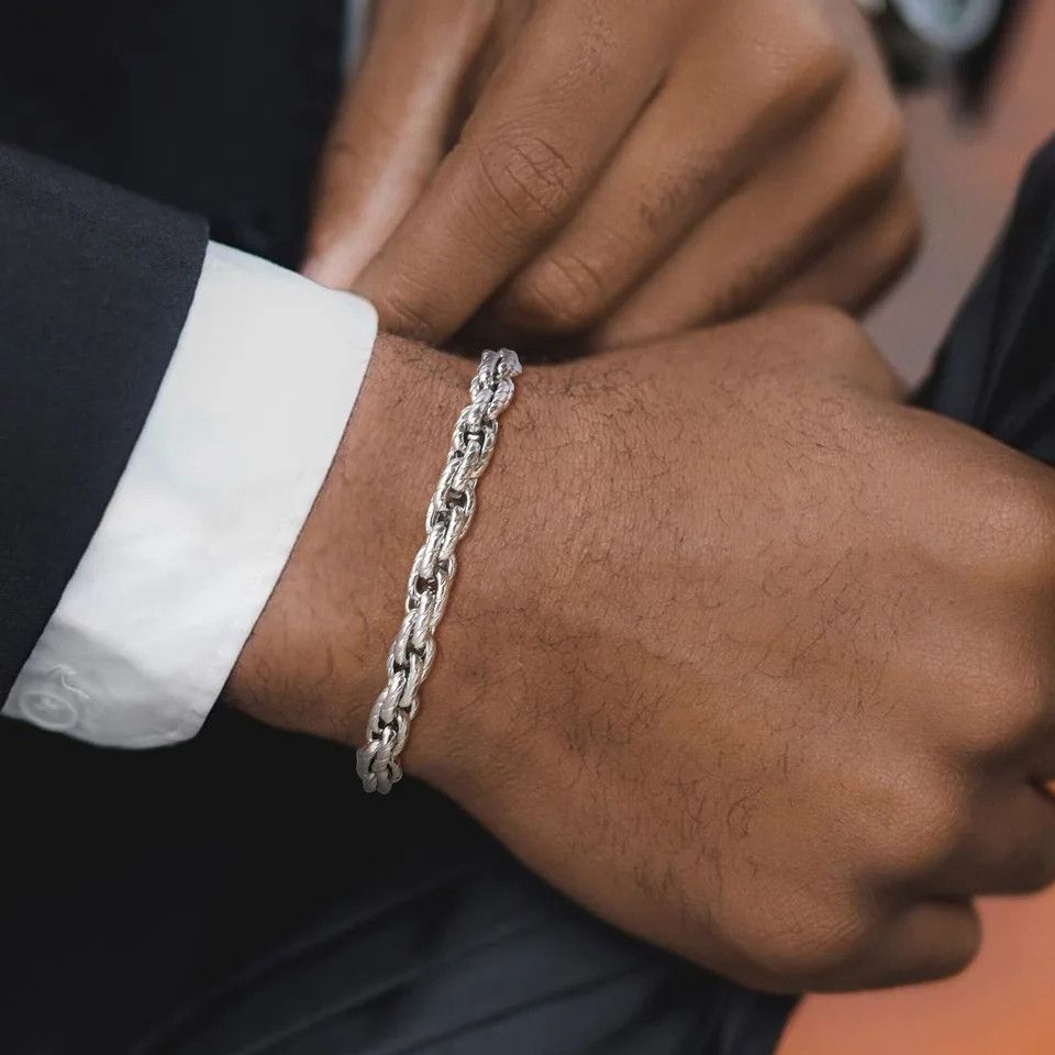 Jewelry Silver Braided Bracelet Chain Link Wristband Size ONE SIZE - 1 Thumbnail