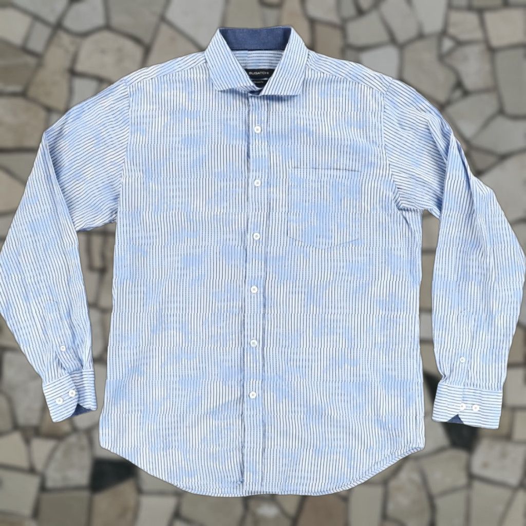 BUGATCHI Bugatchi Shirt Blue Men's M Classic Fit Cotton Tie-Dye Button Up Shirt Size US M / EU 48-50 / 2 - 1 Thumbnail