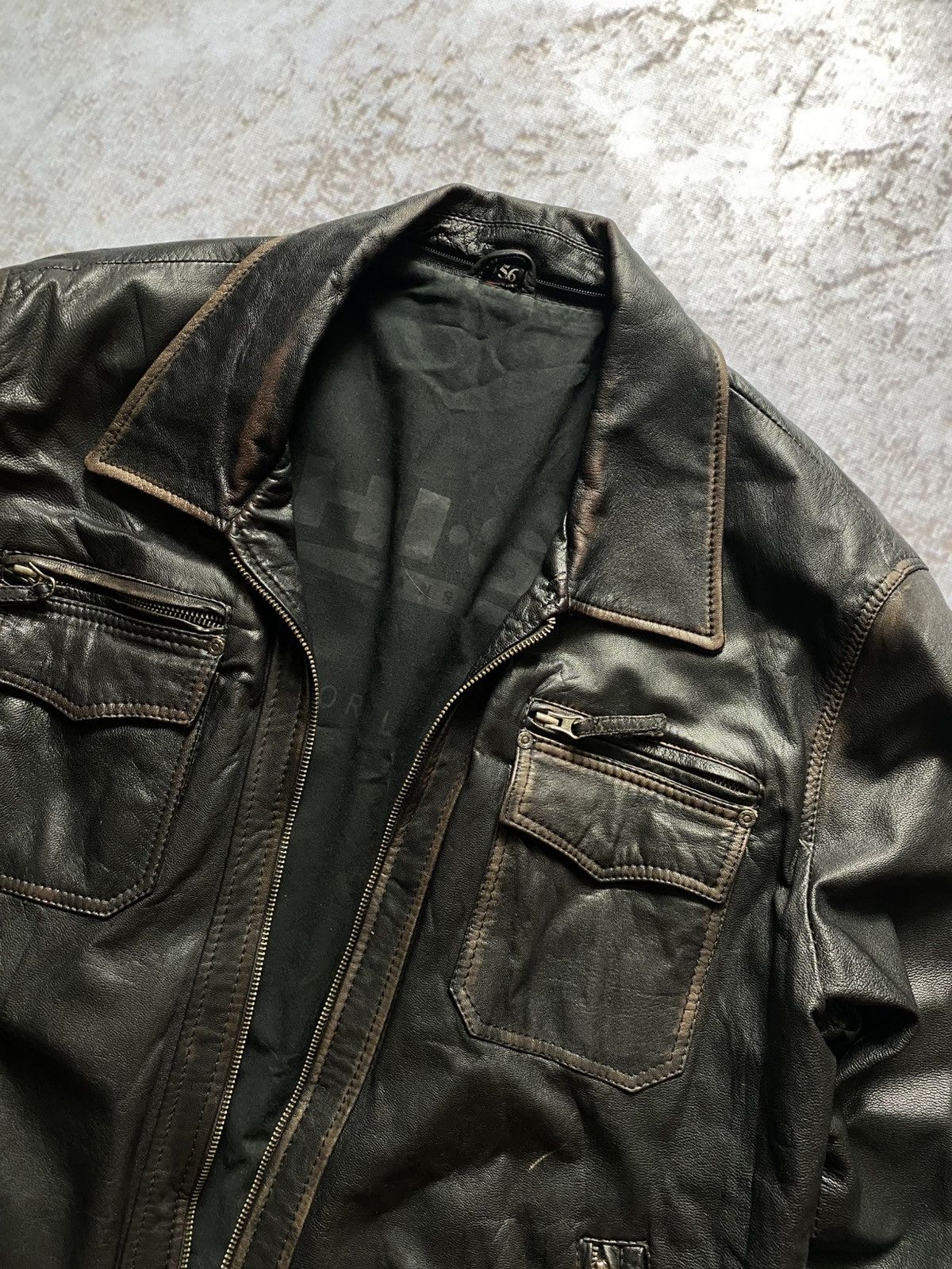 Genuine Leather Vintage Faded Leather Bomber Jacket Moto Y2K Schott Style XL Size US XL / EU 56 / 4 - 2 Thumbnail