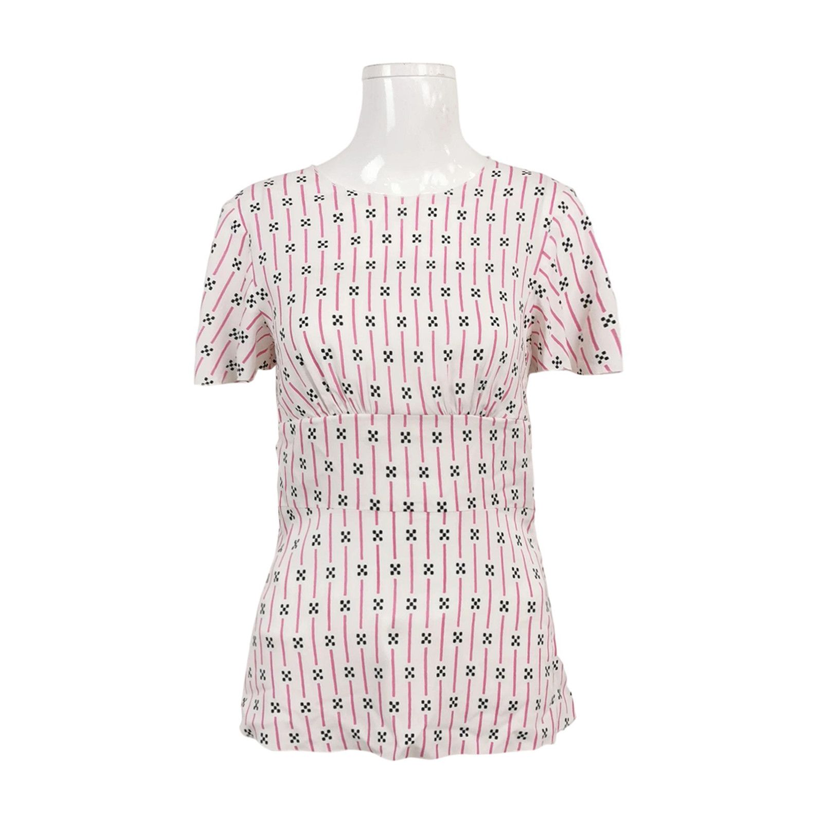 Prada Prada Geometric Print Short Sleeve Blouse Size 36 Size XS / US 0-2 / IT 36-38 - 1 Thumbnail