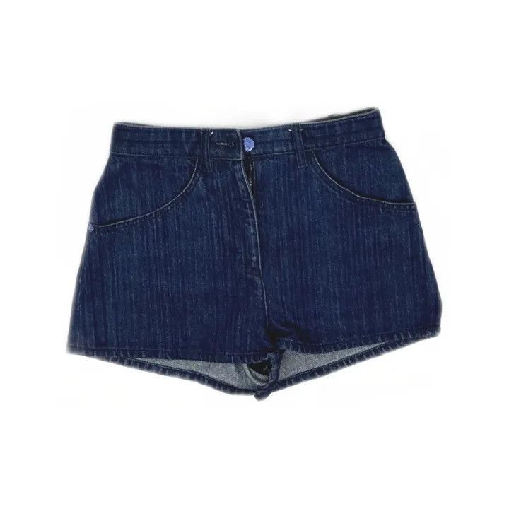 Chanel Chanel Blue Striped Denim Shorts for Women Size 22" - 2 Thumbnail