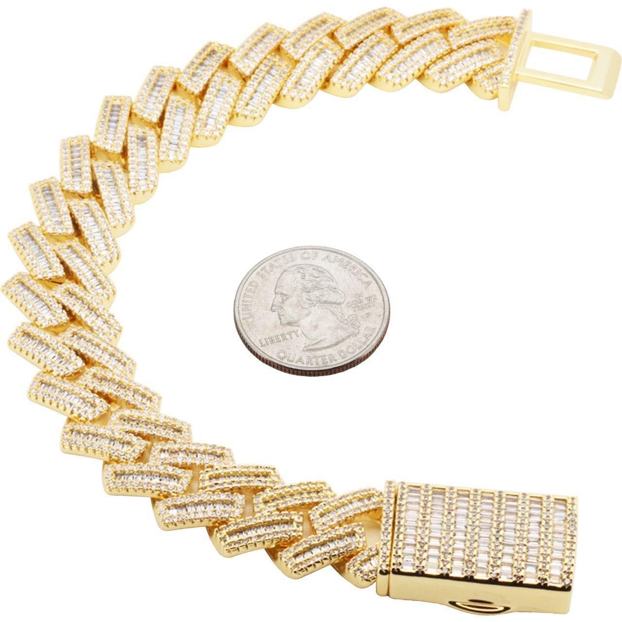 Other 14k Yellow Gold Plated AAA CZ 18mm Cuban Link Bracelet 8.5” Size ONE SIZE - 1 Thumbnail