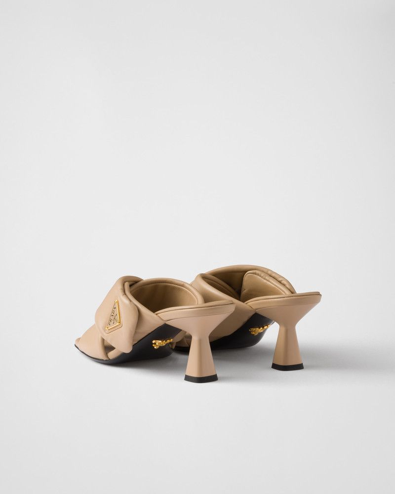 Prada o1B3y1r0526 Padded Nappa Leather Sandals in Beige Size US 8 / IT 38 - 4 Thumbnail