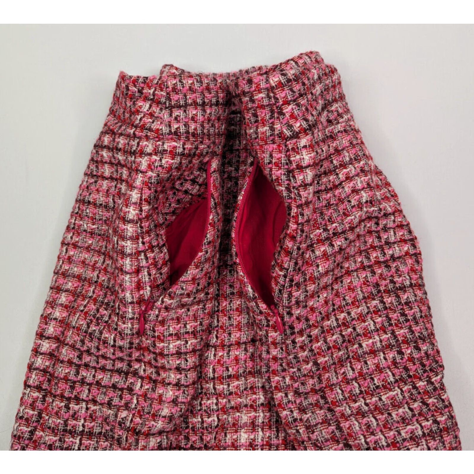 White House Black Market White House Black Market Tweed Pencil Skirt Zipper Pocket Women's 10 Pink A-Line Short Career Preppy Workwear Party/Cocktail Womens Size 32" / US 10 / IT 46 - 2 Thumbnail