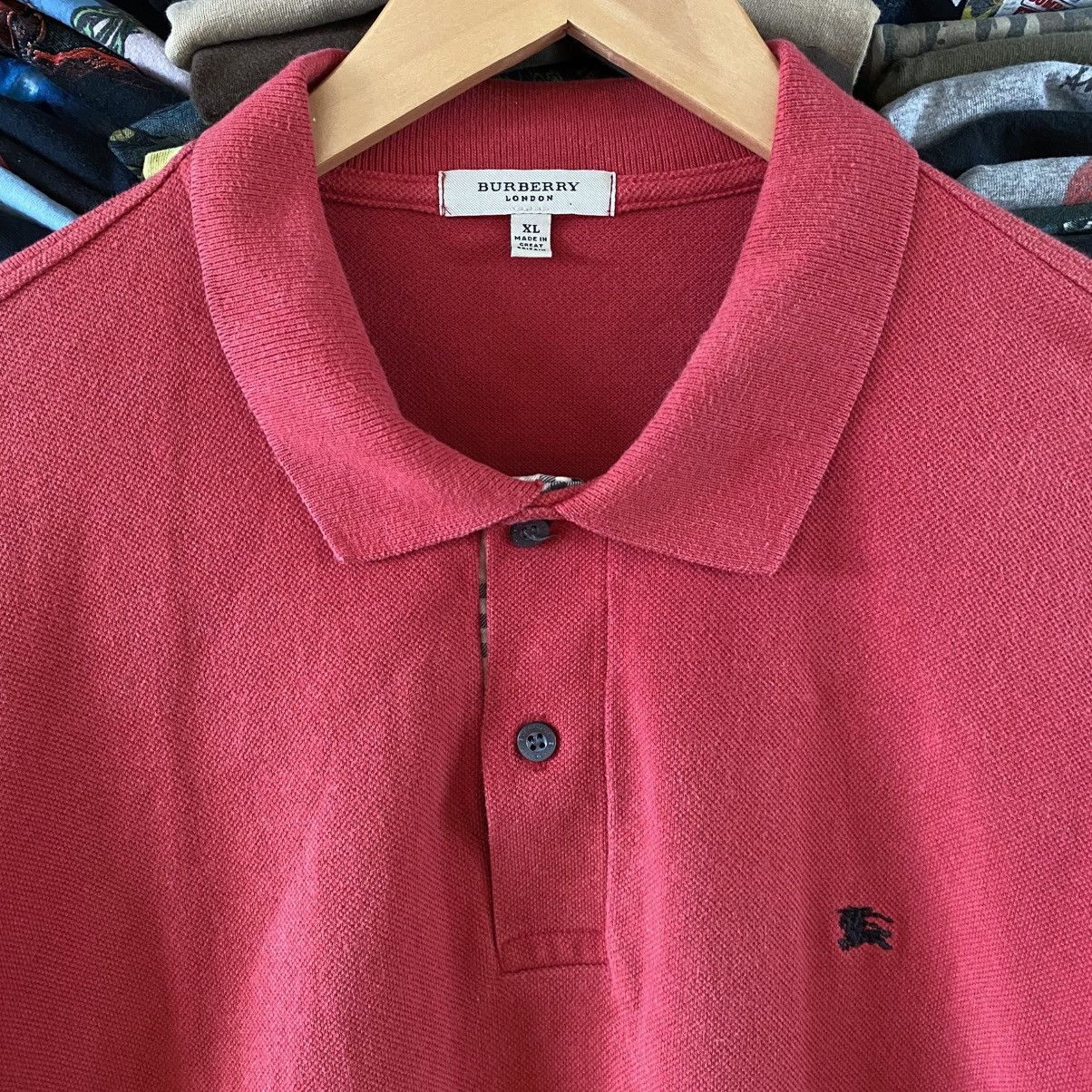 Burberry Vintage Burberry London Polo Shirt Red Plaid 1990s Size US XL / EU 56 / 4 - 2 Thumbnail