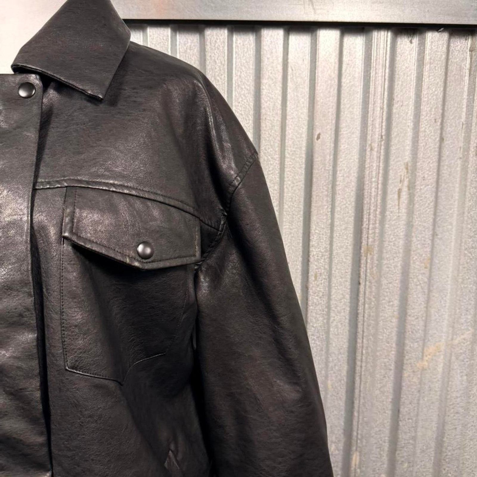 PRINCESS POLLY Black faux Leather Jacket Womens Size L / US 10 / IT 46 - 3 Thumbnail