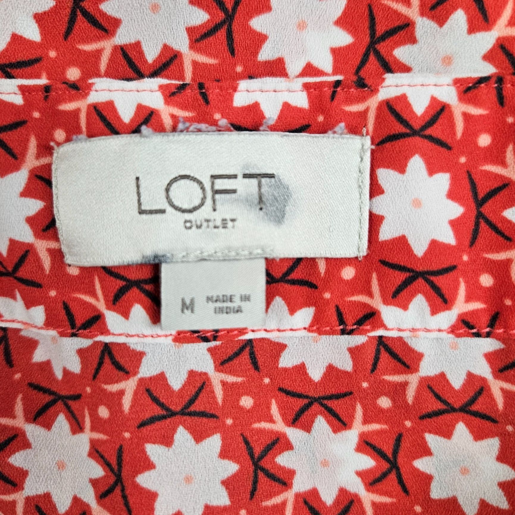Loft VINTAGE? Ann Taylor LOFT Womens Printed Top Sz Medium Red White Sleeveless Size M / US 6-8 / IT 42-44 - 6 Thumbnail