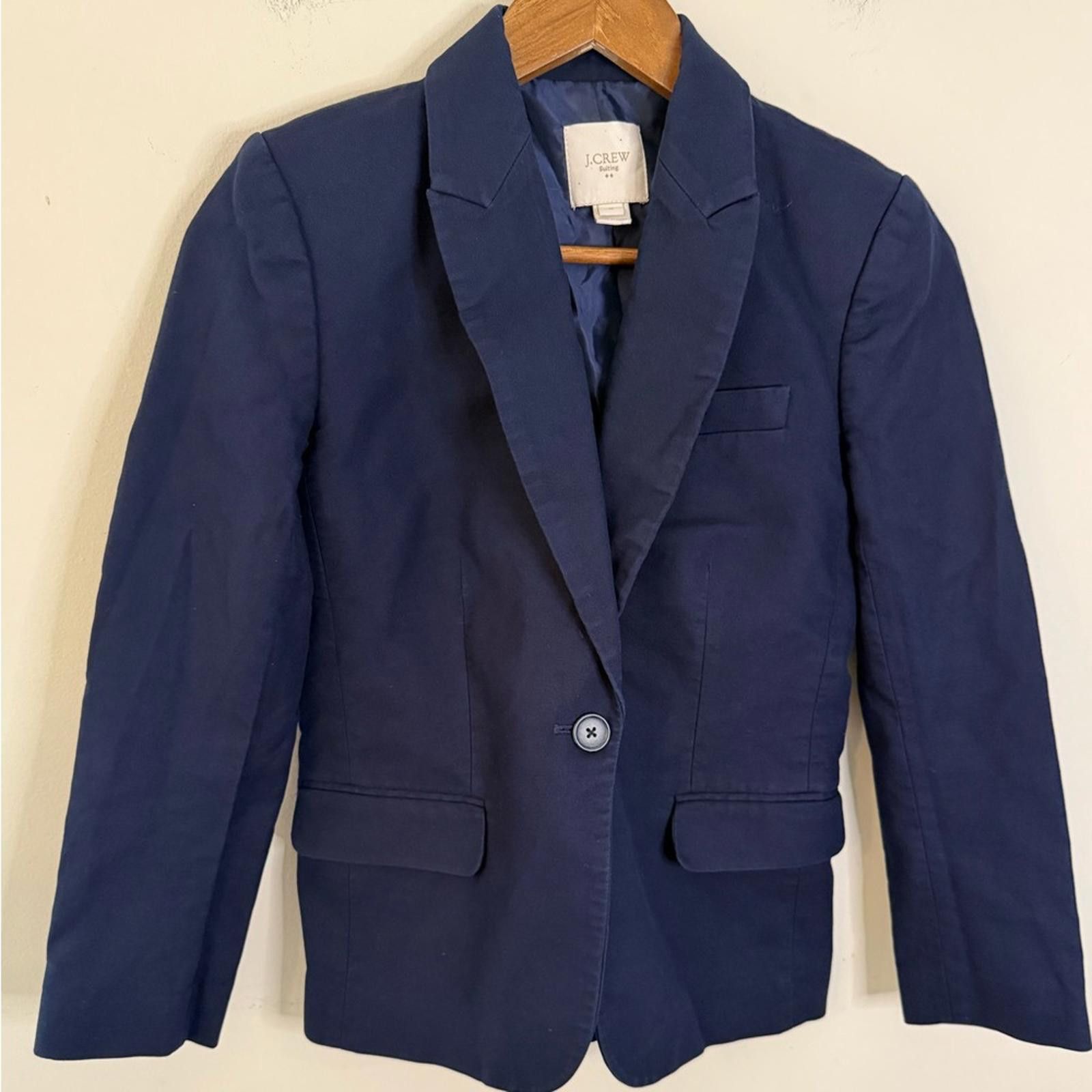 Other J. Crew Factory navy blue blazer preppy lined pockets SZ 0 Size XS / US 0-2 / IT 36-38 - 1 Thumbnail