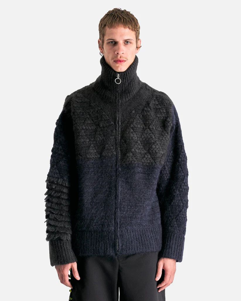 Namacheko o1s1v1r1oon0925 Borrujered Zip Up Cardigan in Navy Blue Size US XL / EU 56 / 4 - 1 Thumbnail