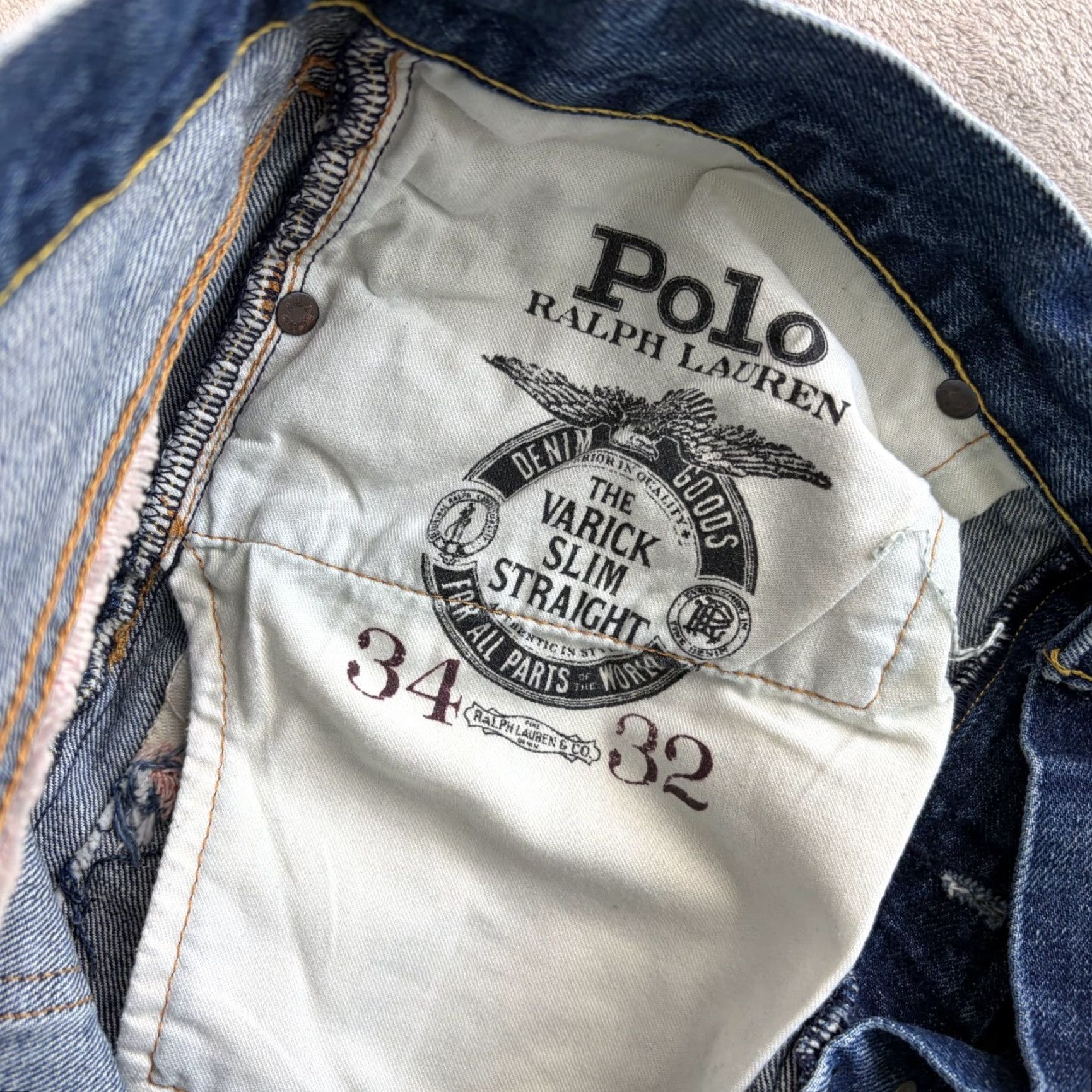 Polo Ralph Lauren VINTAGEPOLO RALPH LAUREN Varick Slim Straight Serape Patch Distressed Jeans Men 34x32 Size US S / EU 44-46 / 1 - 3 Thumbnail