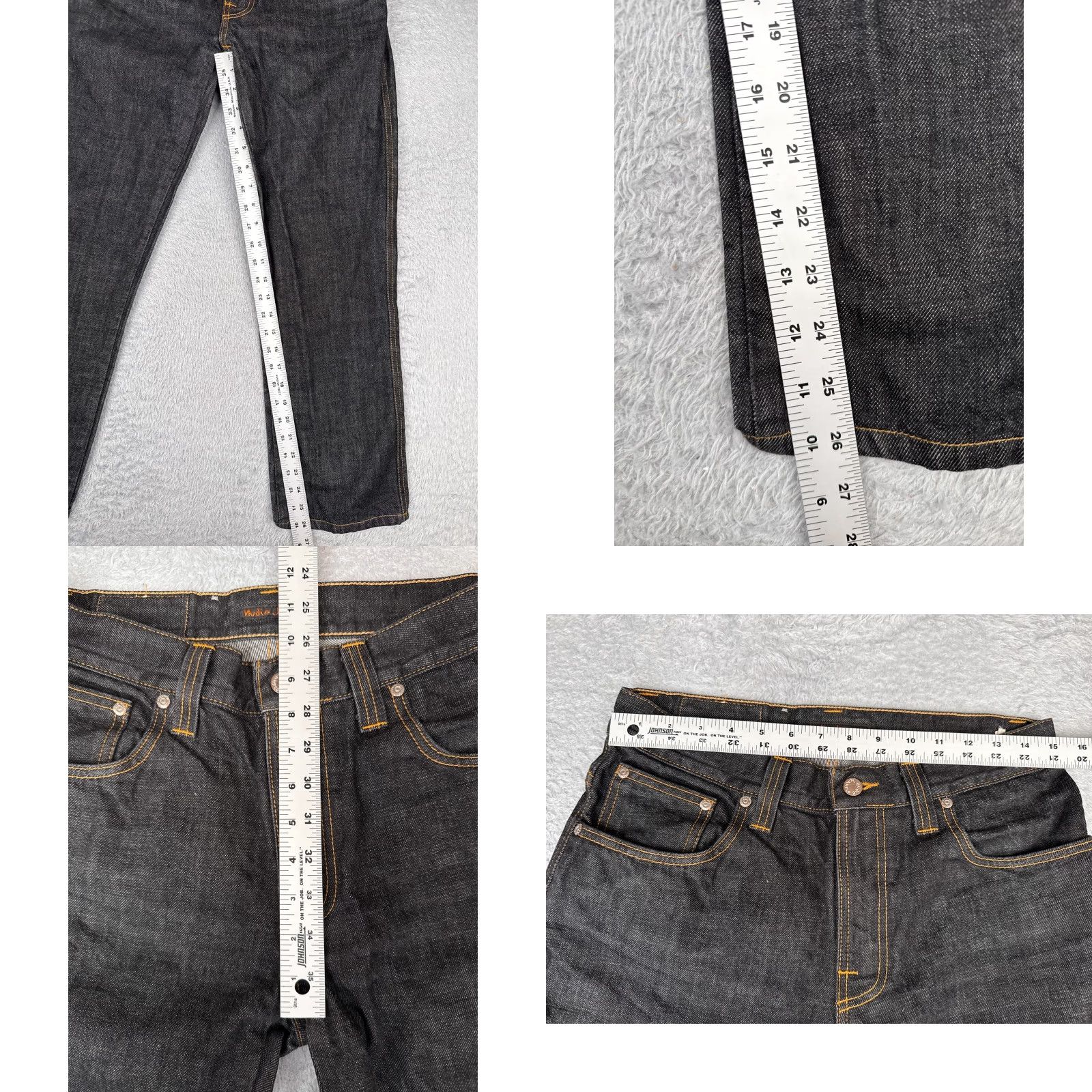 Nudie Jeans Nudie Jeans Co Jeans 32 Black Denim Straight Zip Fly 5-Pocket Slim Cotton Blend Denim Size US 32 / EU 48 - 8 Thumbnail