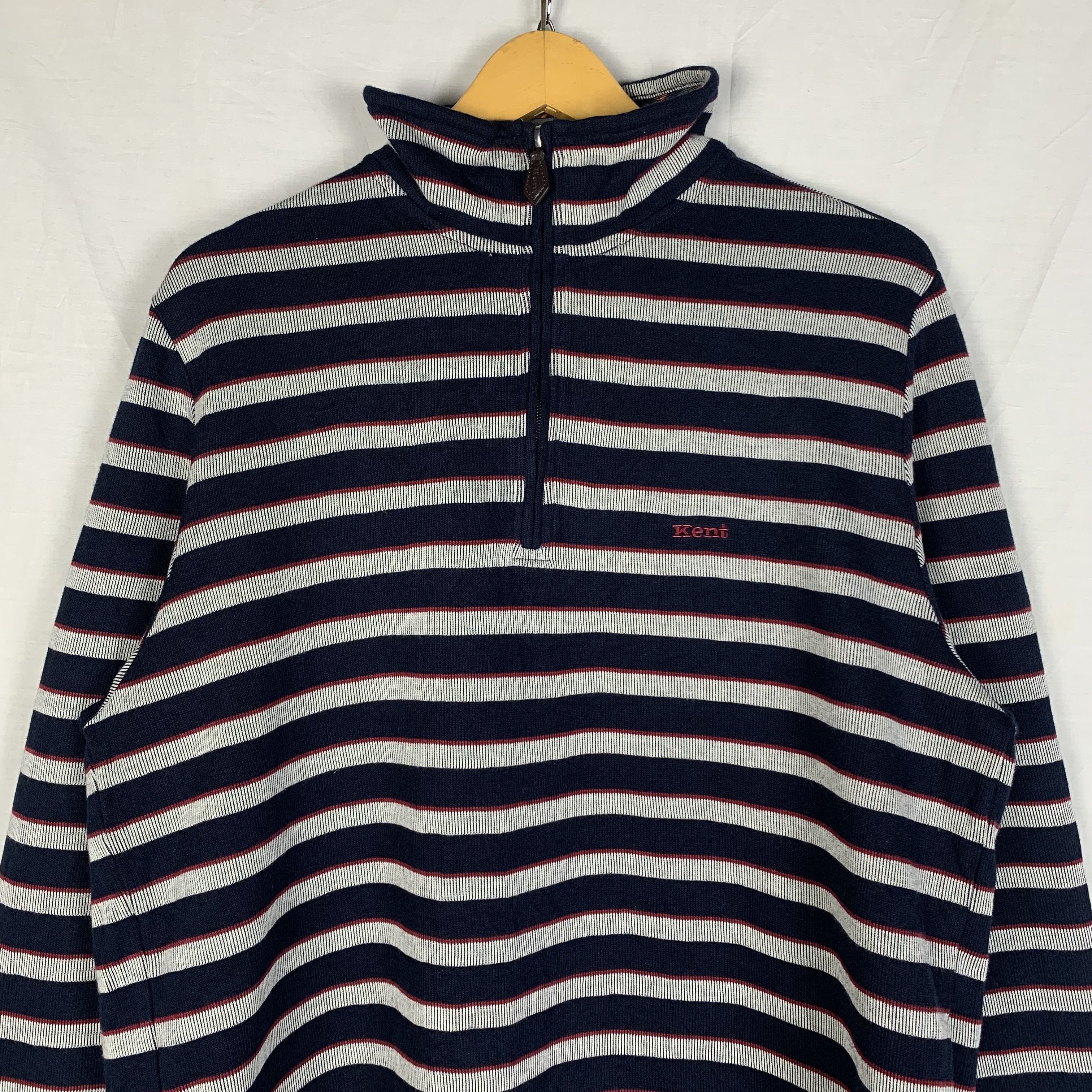 Japanese Brand Vintage KENT Stripped Halfzip Sweatshirt Sweater Size US XL / EU 56 / 4 - 2 Thumbnail