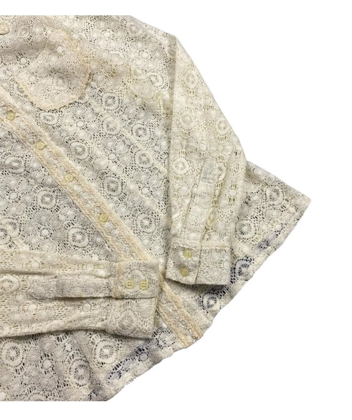 Handmade Vintage Lace Shirt Size S / US 4 / IT 40 - 6 Thumbnail