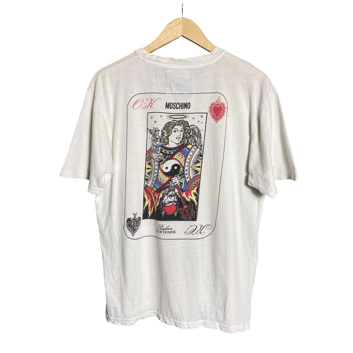 Moschino × Vintage Vintage 90s Moschino Jeans POUR HOMME Card T-Shirt Size US L / EU 52-54 / 3 - 1 Thumbnail
