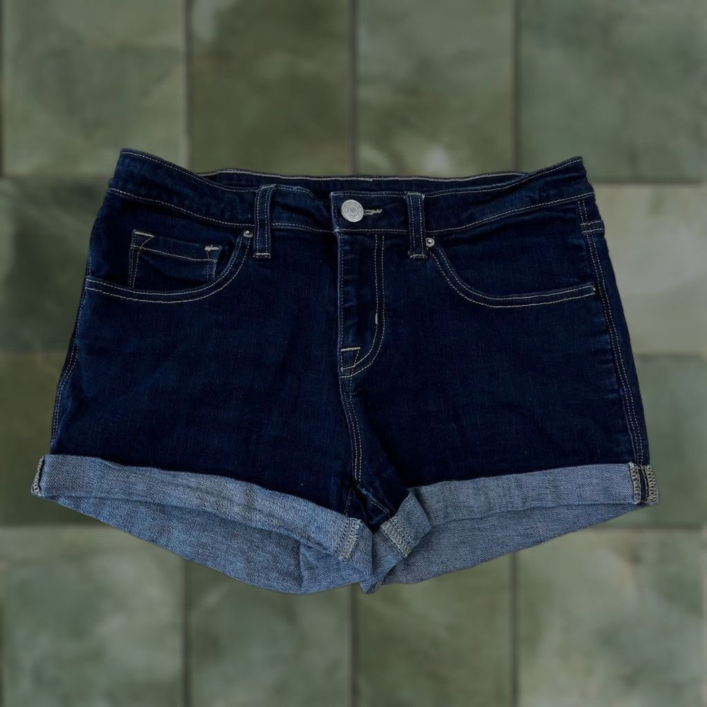 Bdg BDG Blue Denim Shorts Women's 28 Mid Rise Cut Offs Rolled Hem Size 28" / US 6 / IT 42 - 1 Thumbnail