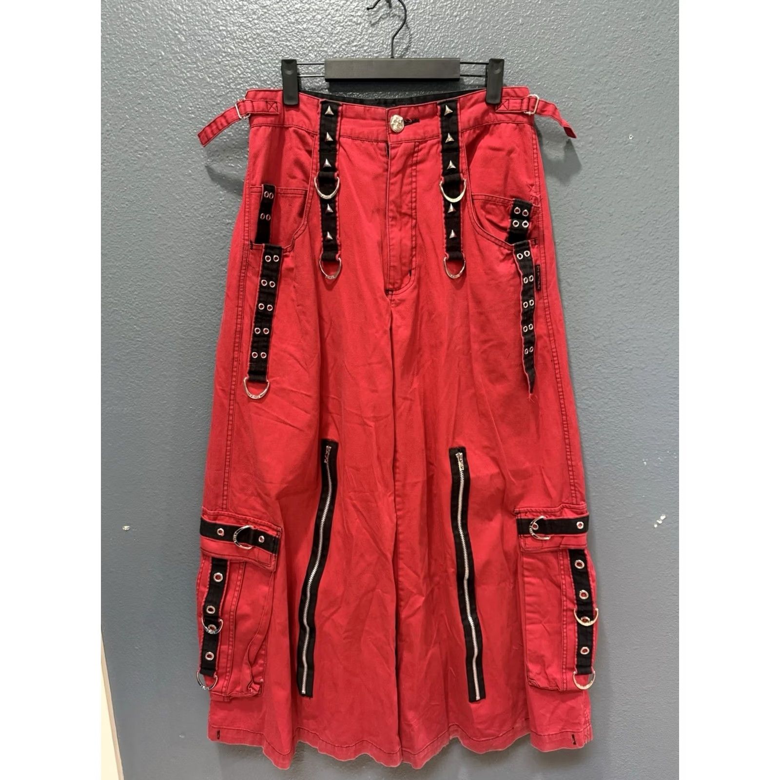 Trippen VINTAGE Tripp NYC Pants Size Medium Red Y2K Baggy Wide Leg Raver Men’s Size US 31 - 3 Thumbnail