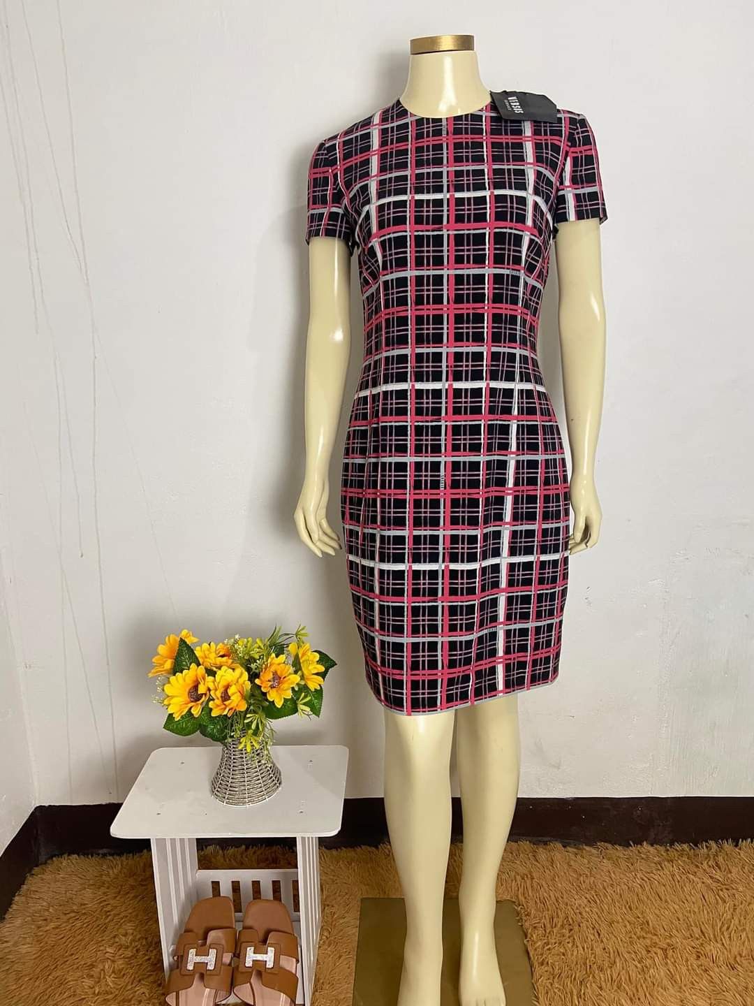 image of Authentic Brandnew Versus Versace Plaid Dress in Pink/Red, Women's (Size Large)